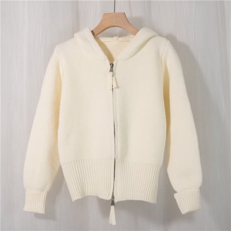 ジッパーニット フーディカーディガン 4色展開