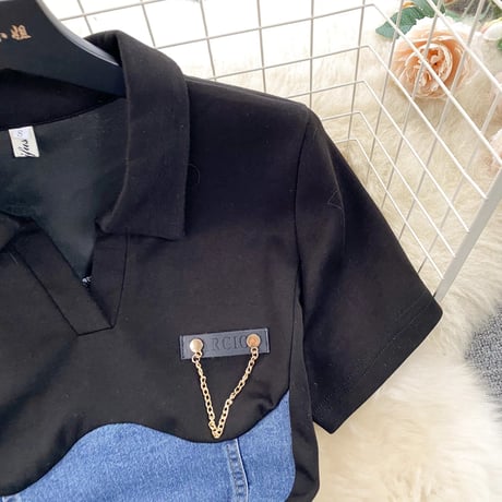デニムビスチェ ポロワンピース 2色展開
