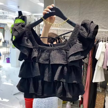 スクエアネックフリルブラウス 3色展開