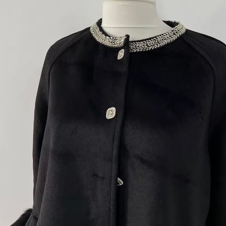 ビジューネックファーコート 2色展開