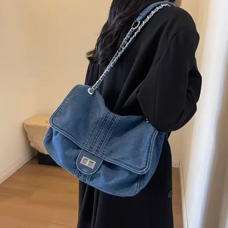 ビッグデニムチェーンバッグ 2色展開