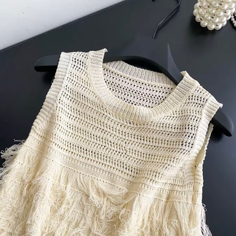 タッセルサマーニットトップス 4色展開