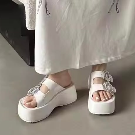 ダブルビジューハイソールサンダル 3色展開