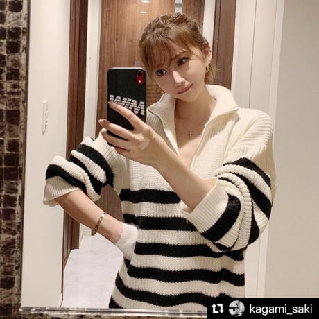 ジッパー ボーダーニットワンピース 2色展開