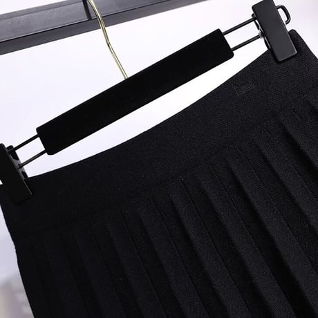 サイドライン プリーツニットスカート 3色展開