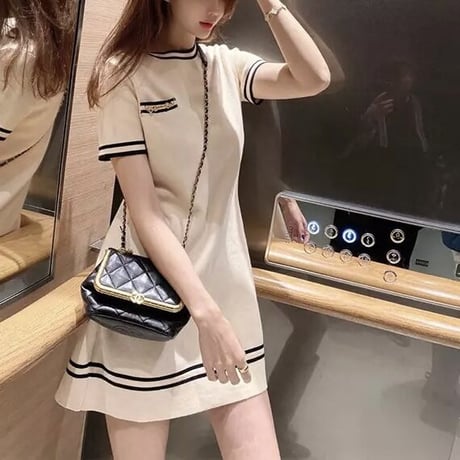 ポイントチェーン ラインワンピース 2色展開