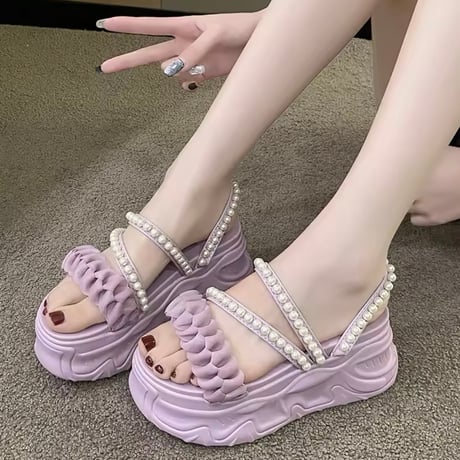 パールギャザーサンダル 6色展開