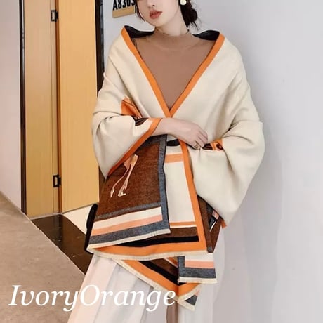 【Orange即納】ホースデザイン カシミヤショール 10色展開