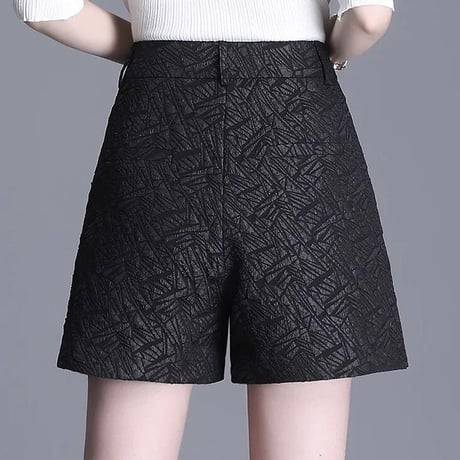 ブラックジャガード ハイウエストショートパンツ