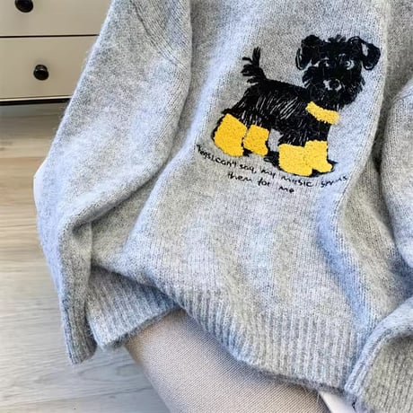 ドッグステッチVネックニット 3色展開