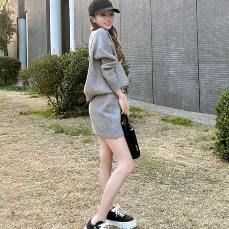 PARISニットスカートセット 3色展開