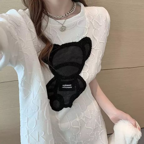 【Gray XLサイズ即納】ブラックベアー ワッフルTシャツ 2色展開