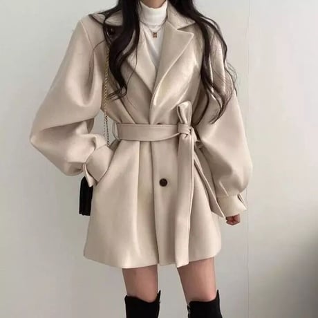 バルーンスリーブ ウールトレンチコート 2色展開