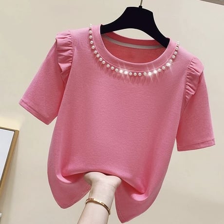 パールライン ポイントフリルTシャツ 3色展開