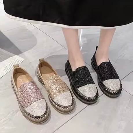 ビジューフラットシューズ 3色展開