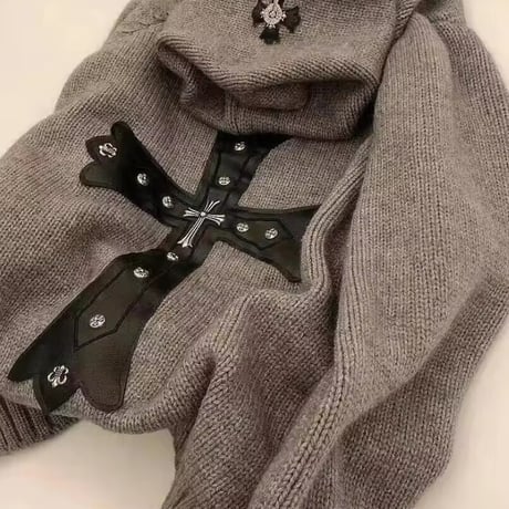 クロスデザインニットパーカー 2色展開
