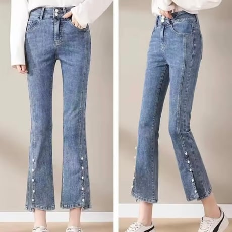 パールスリットデニムパンツ 2色展開