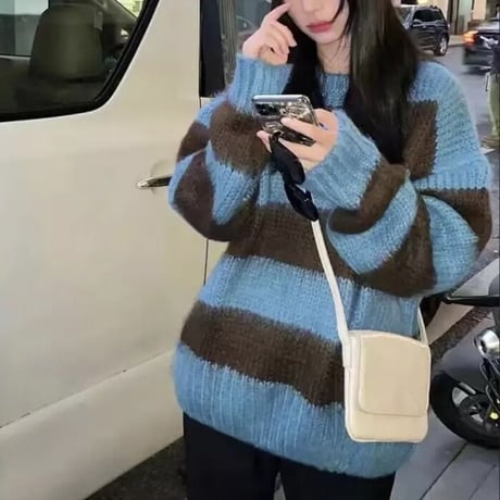 ブルーストライプ ニット