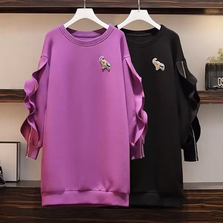 フリルスリーブ スウェットワンピース 2色展開