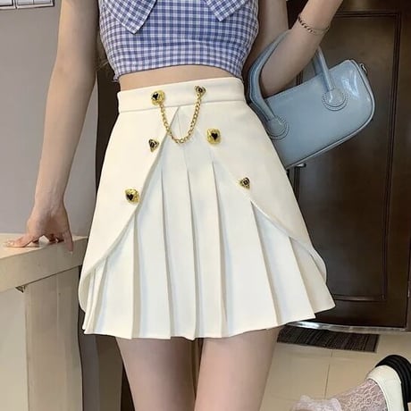 ゴールドチェーンモチーフ プリーツスカート 2色展開