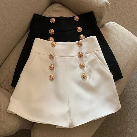 ダブルブレスト ハイウエストショートパンツ 2色展開