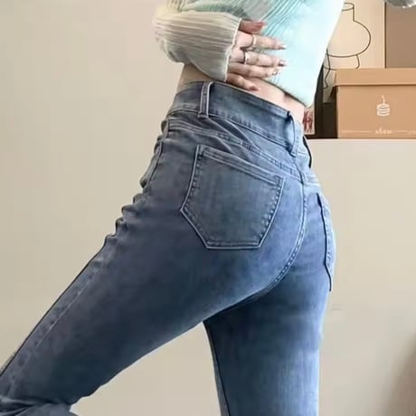 パールスリットデニムパンツ 2色展開