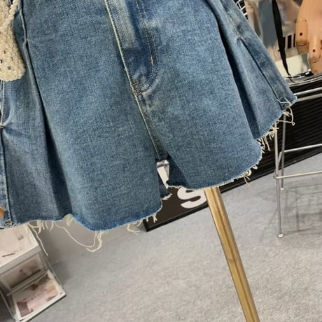 フレアデニムショートパンツ 2色展開