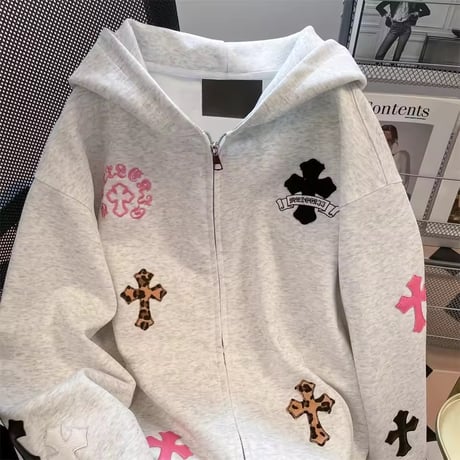 カラフルクロスパッチワークパーカー