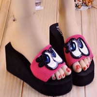 【Pink 22.5cm即納】スパンコールアイズ サンダル 2色展開
