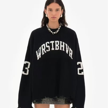 ドロップショルダー レターニット 2色展開