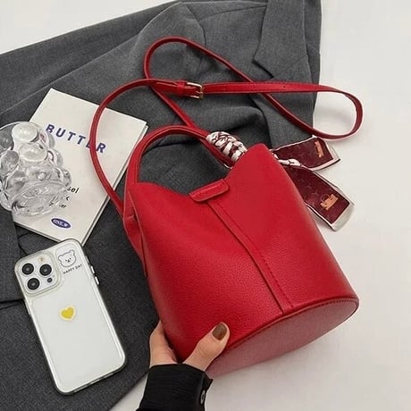 2way レザーバケットバッグ 2色展開