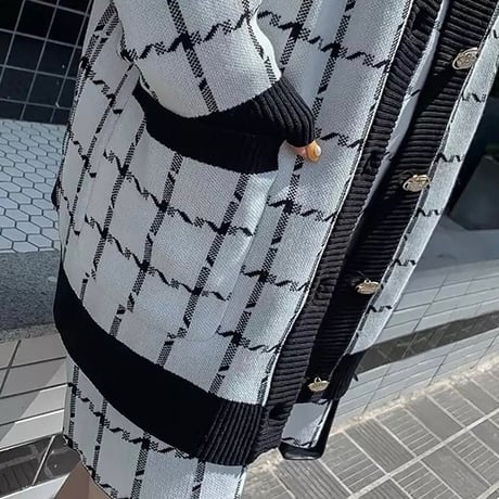 モノトーンカーディガン スカートセット 2色展開