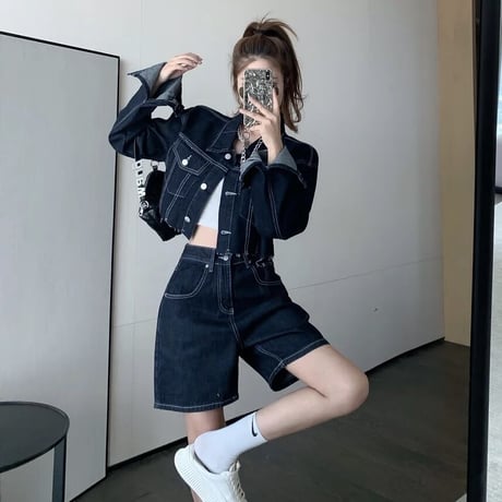 【単品販売あり】デニムジャケット ハーフパンツ