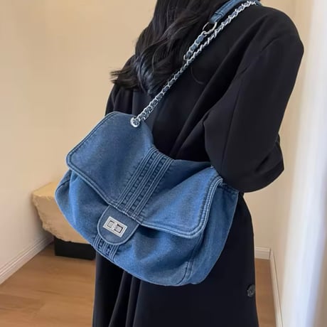 ビッグデニムチェーンバッグ 2色展開