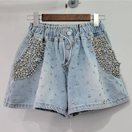 ビジューフレア デニムパンツ