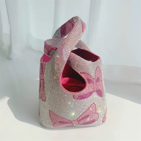 ストーンリボン バケットバッグ