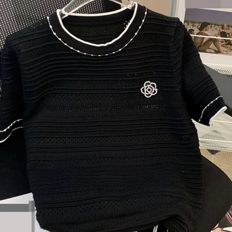 ビーズフラワー ステッチサマーニット 2色展開