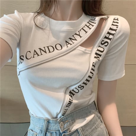 ジッパーメッセージ Tシャツ 2色展開