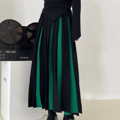 ストライププリーツニットスカート 3色展開