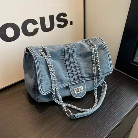 ビッグデニムチェーンバッグ 2色展開