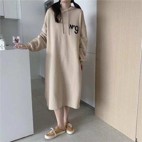 サイドスリット ロゴオーバースウェットワンピース 3色展開