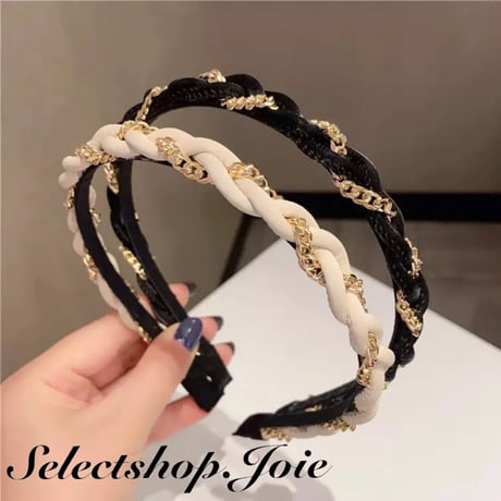 【Black.Navy即納】ゴールドチェーン カチューシャ 3色展開
