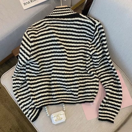 レトロボーダー ロングスリーブカーディガン