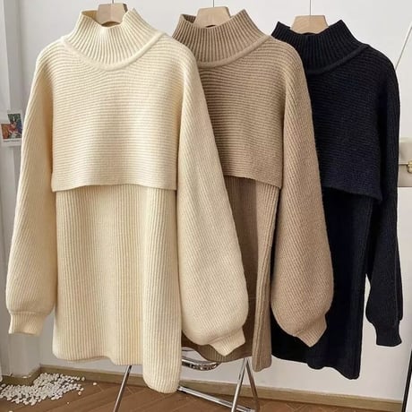 ショートニット ワンピースセット 3色展開