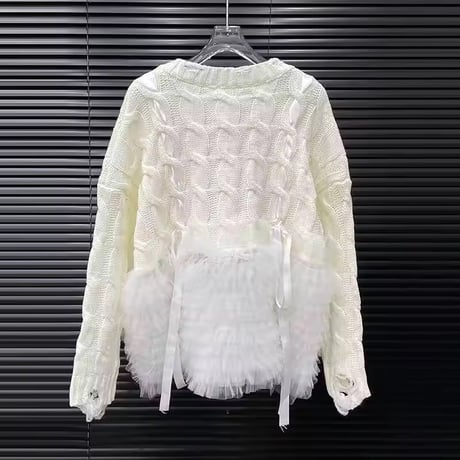 リボンチュールケーブルニット 2色展開