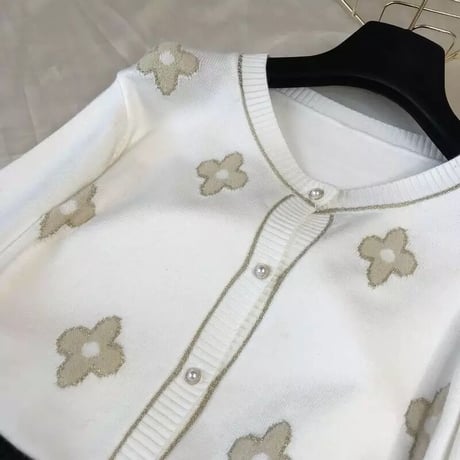 【Black即納】フラワー カーディガン 2色展開