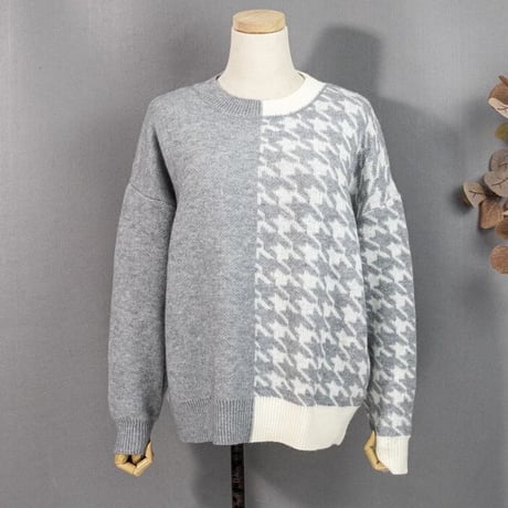 ハーフ千鳥デザイン ニット 2色展開