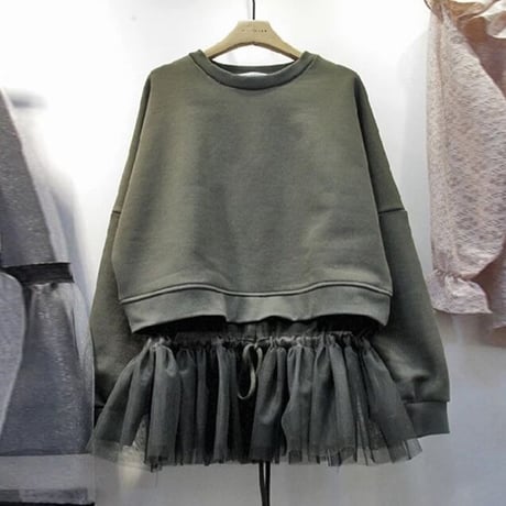 シフォンヘム スウェットトップス 2色展開