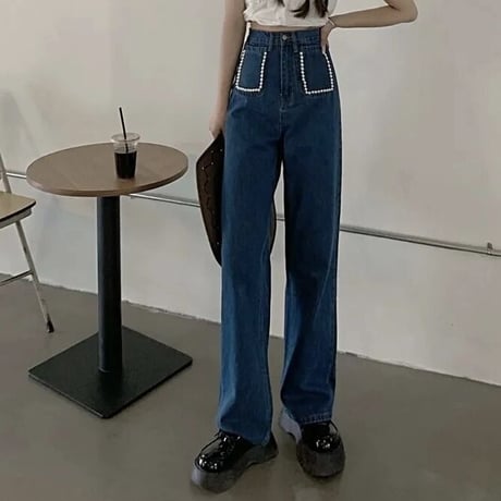 パールポケット ハイウエストデニム