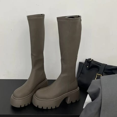 ジッパー プラットフォームブーツ 3色展開